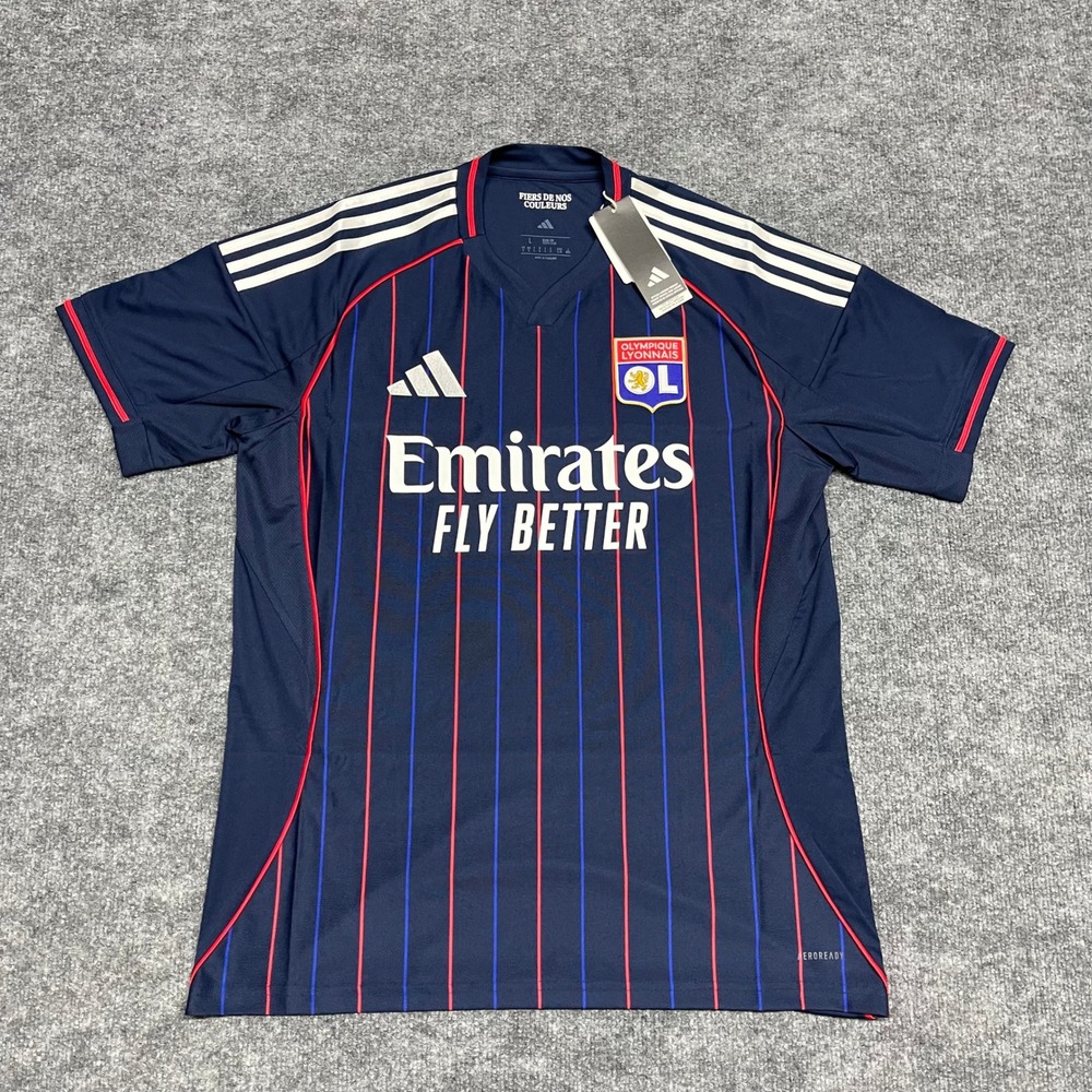 Olympique Lyonnais Jersey Mens Large Navy Blue Adidas‎ Away Kit Futbol 24-25 NEW